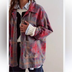 Free People We The Free Keep It Cozy Shirt in red motif NWT